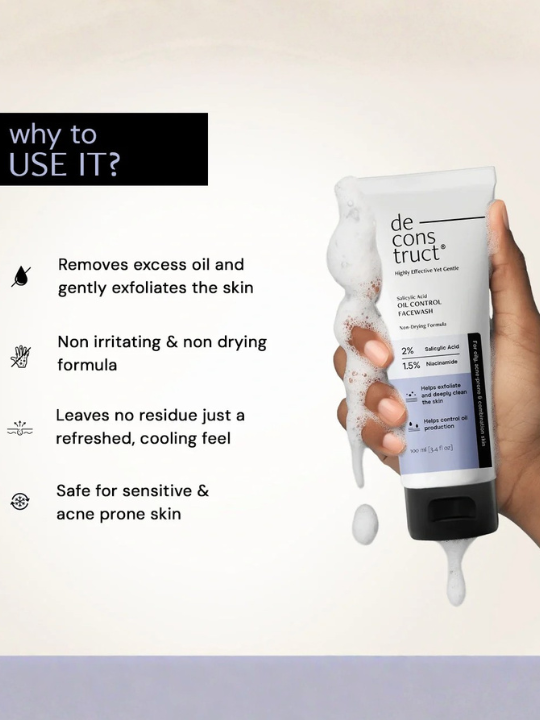 Deconstruct Salicylic Acid Oil Control Face Wash 100ml - Image 2